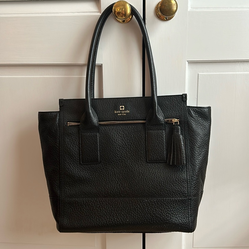 Kate Spade black pebbled leather tote bag